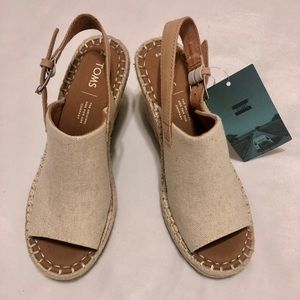 Toms natural oxford Monica wedges women size 8